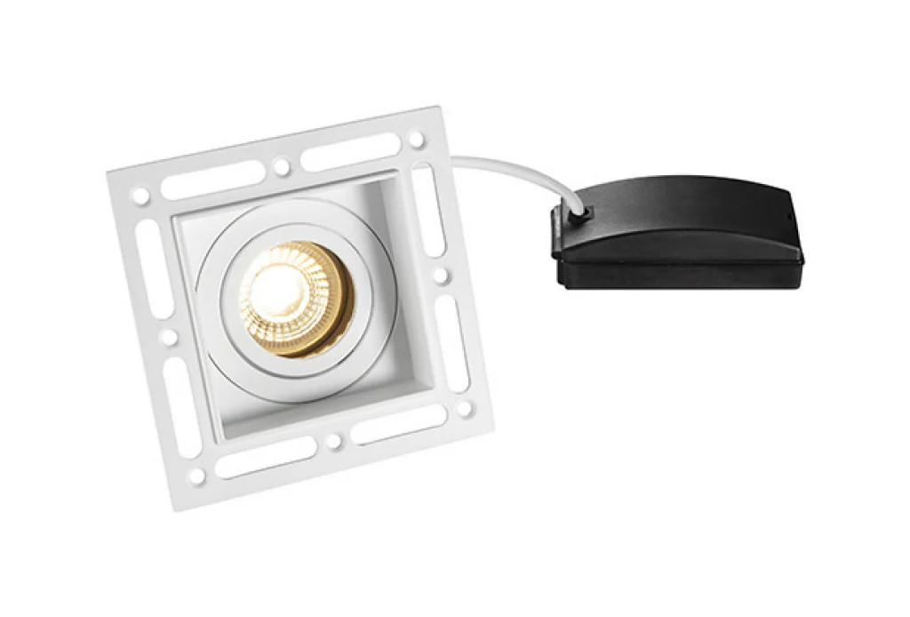 Downlight White Trimless Square Tilt GU10 IP20 Matt Saxby 78955