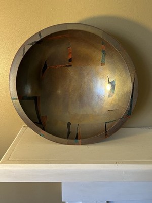 Laurie M Goddard Turned Wooden Bowl Gilt Gold and Black Color 1990s EX