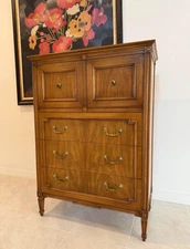 John Widdicomb Mid Century Modern Highboy Mahogany & Brass Dresser