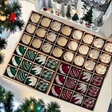 Velvet Glitter Christmas Ornaments 12 Pack 6cm for Holiday Tree Decoration