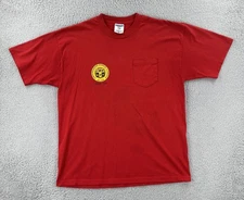 Vintage Jerzees Mens XL Red Pocket T Shirt Made In USA CWA Local 1136 Union Tee