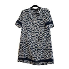 Alfani Blue and White Abstract Shift Dress