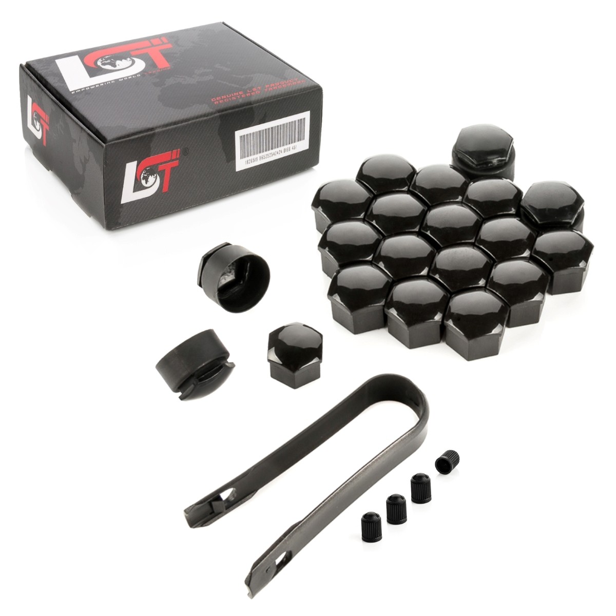 20x Wheel Screw Caps anti Theft Set 0 21/32in Black Shiny for Dacia