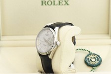 Rolex Cellini Date 39mm, Silver Guilloche Dial - 18kt White Gold on Strap, 50519 5