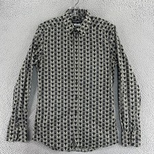 Dolce & Gabbana Gold Shirt Mens 15.5 39 Button Up Black Owl Print Made Italy