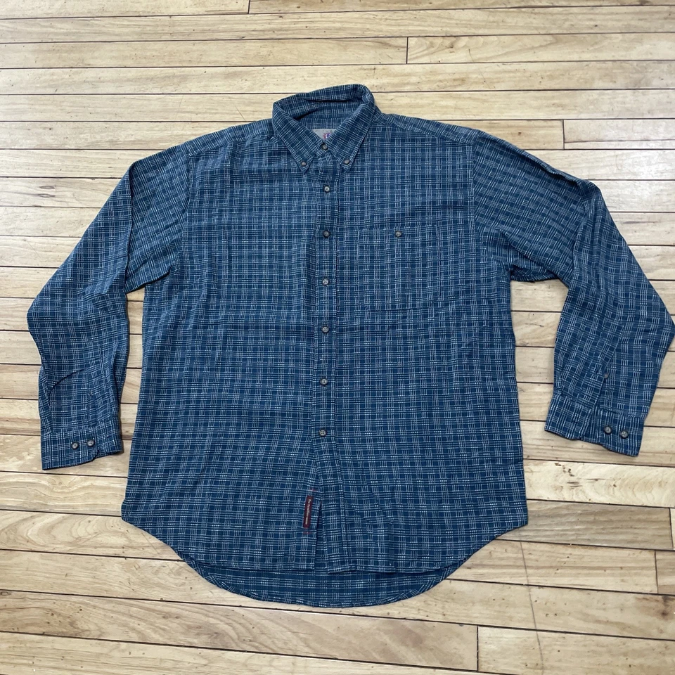 The Territory Ahead Button Shirt Men L Green Blue Plaid Textured Cotton Capsule - Image 3 of 4