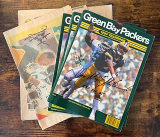 Green Bay Packers Lot of (6) Original Signed Autograph Yearbooks Newspapers
