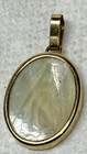 18K Yellow Gold Mother Mary Mother Of Pearl Oval Pendant Charm — photo 6