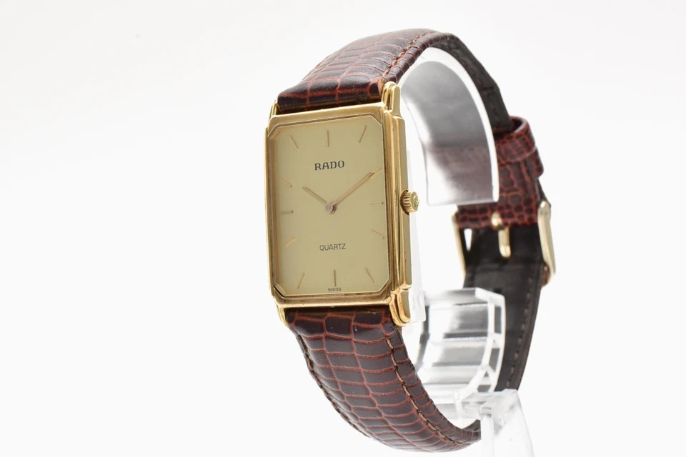 Rare Vintage [Near MINT] RADO 121.5275.2 Gold Dial Quartz Square Tank 24mm Watch - Image 3 of 4