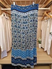 Womens Monsoon Blue Boho Wide Leg Trousers Paisley Print Festival Medium