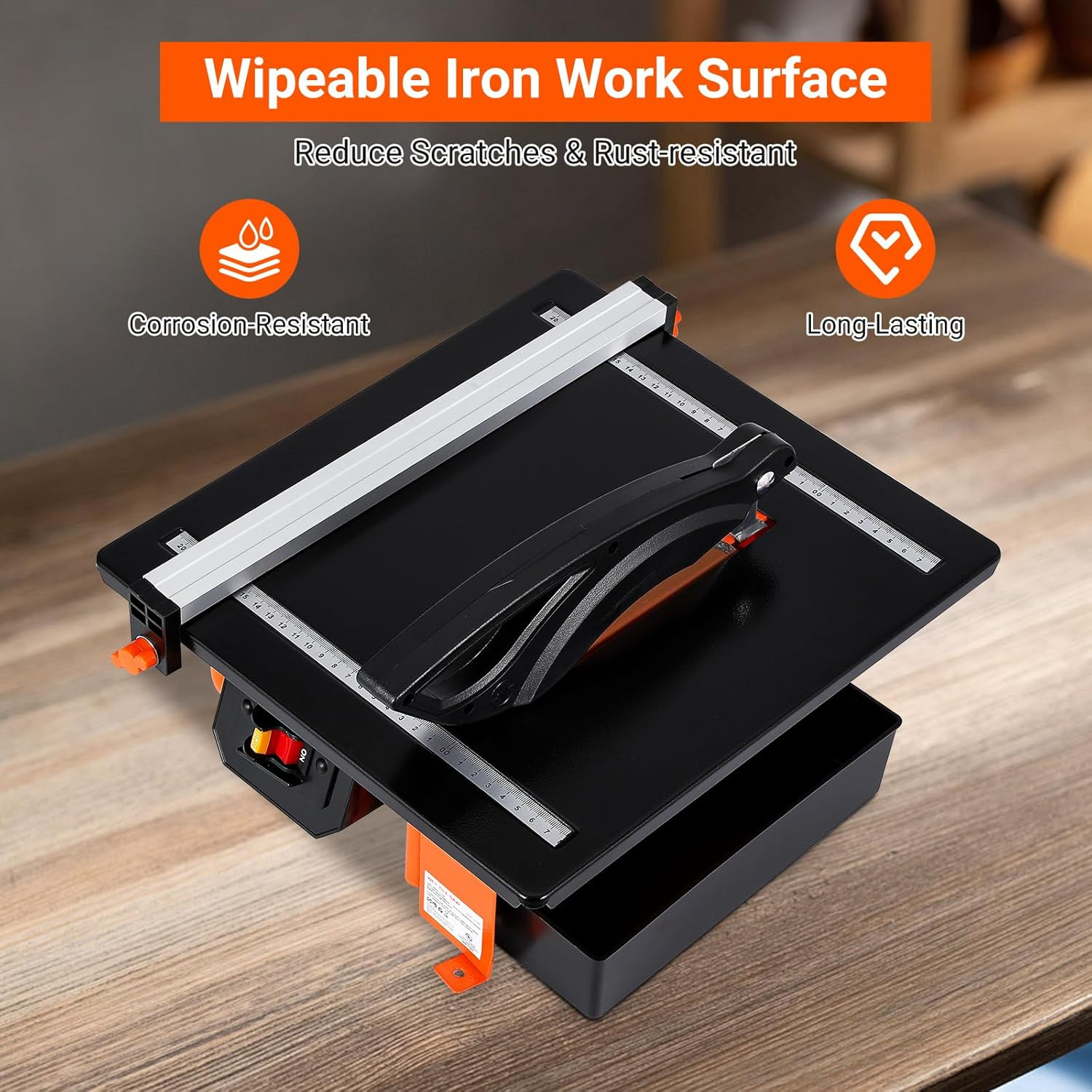 7 Inch Wet Tile Saw, 3450 RPM, Bevel Cuts Tile from 0 to 45 Degrees, Tile Cutter