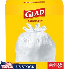 Strong 13 Gallon Quick-Tie Tall Kitchen Trash Bags 68 Count Waste Disposal New