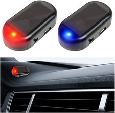 Augeny 2PCS Car Solar Power Simulated Dummy Alarm, Anti-Theft LED Flashing Secur