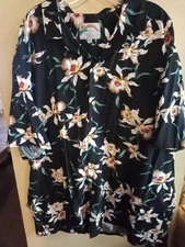 Vintage Paradise Found Hawaiian Shirt Mens 2XL Star Orchid Black Magnum PI