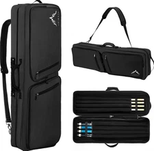 Pool Cue Case 4x4 Pool Stick Case with Multiple Pockets Holds 4 Butts 4 Shafts