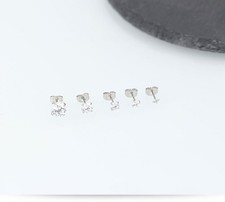 18K White Gold Filled Tarnish-Resistant 7mm Four-Claws Zircon Stud Post Earrings