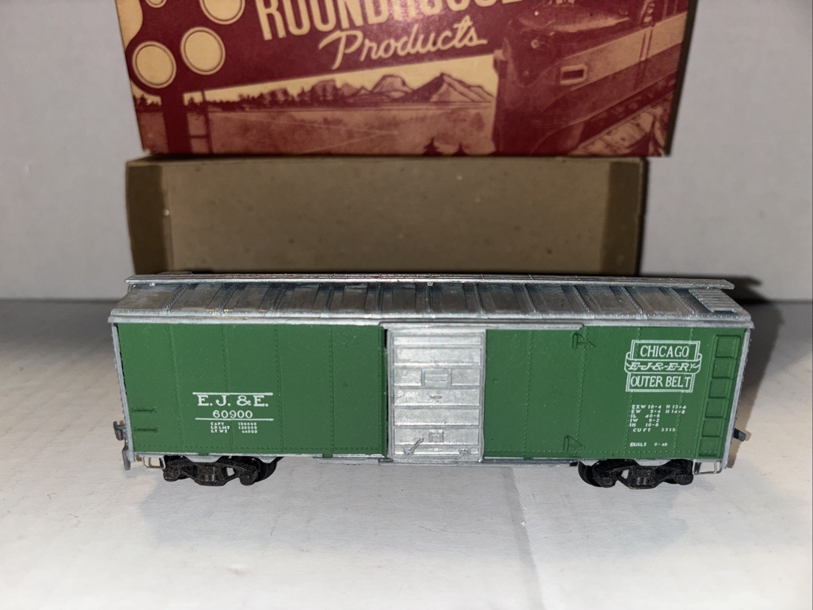 Roundhouse E.J.&E. Diecast 40’ HO Boxcar, Complete, MDC, Vintage