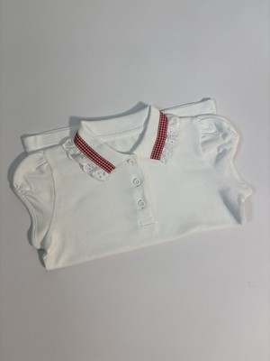 X1 MÄDCHEN SCHUL POLOSHIRT 2-14 JAHRE JEDE FARBE GINGHAM SPITZE KRAGEN ROMANY
