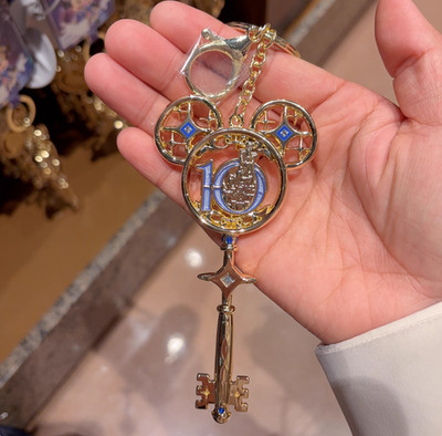 Authentic 2026 Mickey Key Shaped Keychain 10th Anniversary Shanghai Disneyland
