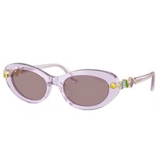 Swarovski SK 6042 1079LA Transparent Lilac Plastic Oval Sunglasses Purple Lens