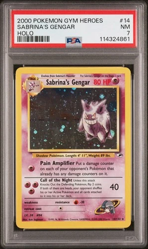 2000 POKEMON GYM HEROES HOLO #14 SABRINA'S GENGAR PSA 7
