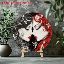 Psychedelic Beautiful Female Wreath Round Aluminum Wall Decoration