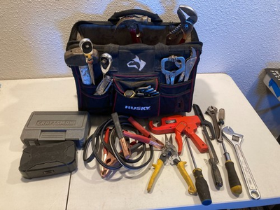 #ad Husky Pro Tool Tote Bag Loaded With Tools Craftsman Sockets Hammers Home $124.99
