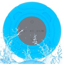 Blue Waterproof Bluetooth Shower Speaker,Portable Wireless,Handsfree Mic,Suction