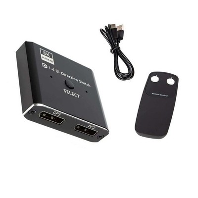 HD Bi-directional Splitter Switcher 2X1 1X2 8K 4K DP 1.4 Displayport Switch
