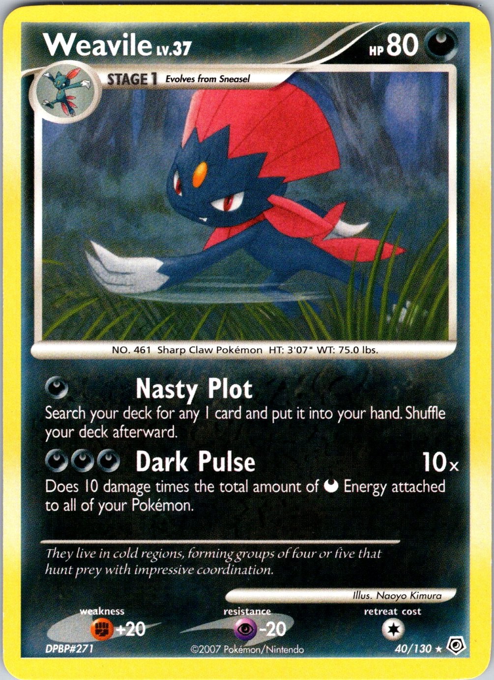 Weavile 40/130 Diamond and Pearl Pokemon TCG LP Normal