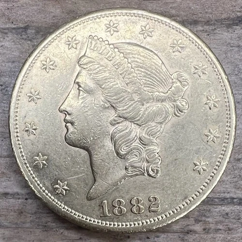 1882-CC $20 Liberty Head Double Eagle Gold Coin Raw Ungraded - Low Mintage