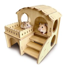 CllyCnny Wooden Hamster Hideout - Wood Hide House 7.1" x 6..4", wood