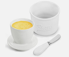 Französische Butterdose Wassergekühlt mit Wasserlinie, Butterglocke Keramik