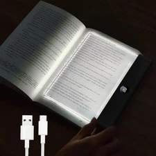 Book Light, Rechargeable Clear LED Flat Reading Light with 3 Colors & Timer, ...