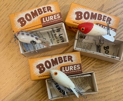 baby bird fishing lures ebay VINTAGE LOT OF 3 BABY BOMBER LURES NEVER USED IN BOXES BRT3