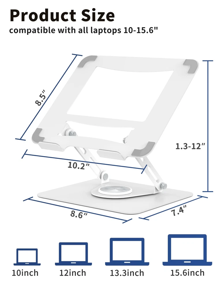 Laptop Stand for Desk 360? Rotating Base Multi-Angle for 10-15.6 Inch Laptops