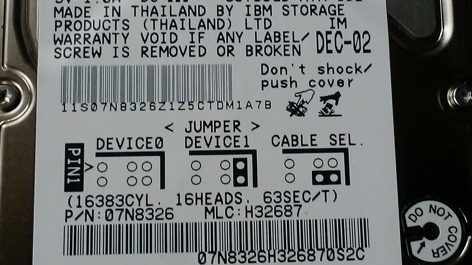 Dell CN-0K1664 Hard Disk Caddy & Used IBM Travelstar 30GB Laptop IDE HD Drive - Image 3 of 4