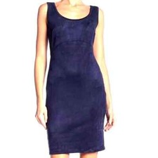 Philosophy Faux Suede Bodycon Dress Navy Sleeveless Sheath Knee Length Size 6
