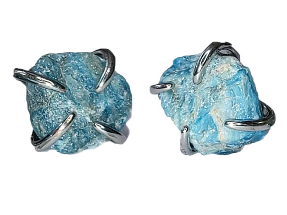 Aretes de apatita cruda - piedras preciosas curativas piedras de nacimiento joyas hechas a mano Foto 2 de 3
