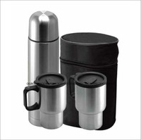3pc Stainless Steel Flask Set With Carrying Case 3pc Stainless Steel Flask Set With Carrying Case