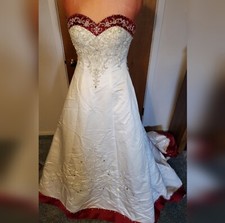 White Intricate Red Corset Heart Cinch Top Wedding Dress Bridal Novias Wrap Viel