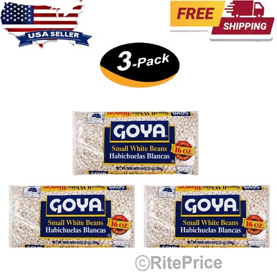 Goya Small White Dry Beans 16 Ounce, Habichuelas Blancas (3 Pack) -Free Shipping