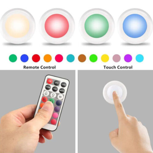 LED Lights Wireless RGB Under Cabinet Lighting Puck Color Changing Remote - Photo 1/19