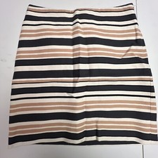 ANN TAYLOR LOFT Pencil Skirt Tan Gray White Striped Lined Knit Size 4