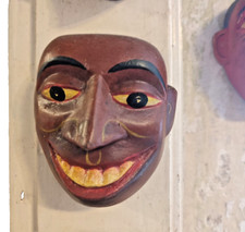 4 Inches Handcrafted Sri Lankan Traditional Wooden Mask Authentic Vibrant Decor
