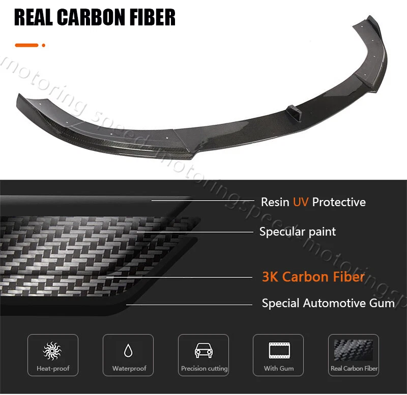 For Mercedes Benz W212 E300 E350 E550 13-15 Real Carbon Front Bumper Lip Spoiler - Image 3 of 4