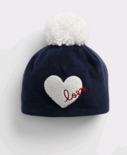 Gap Kids Love Girls Dark Blue Fleece Winter Beanie New With Tags