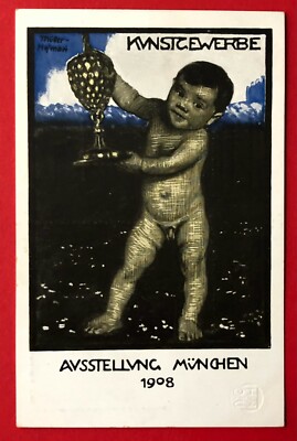 Artist occasion postcard Munich 1908 art exhibition by Müller Hofmann (101209