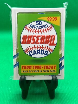50 repacked baseball cards from 1980-today 1 hall-of-famer in every pack