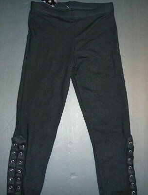 FLOWERS BY ZOE FASHION LEGGINGS WITH TIE BOTTOM BLACK SIZE 6 , RAYON / SPANDEX 